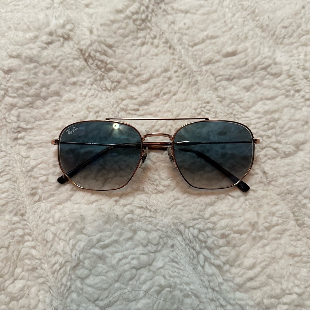 Ray-Ban Sunglasses with Blue Lenses and Gold Frame